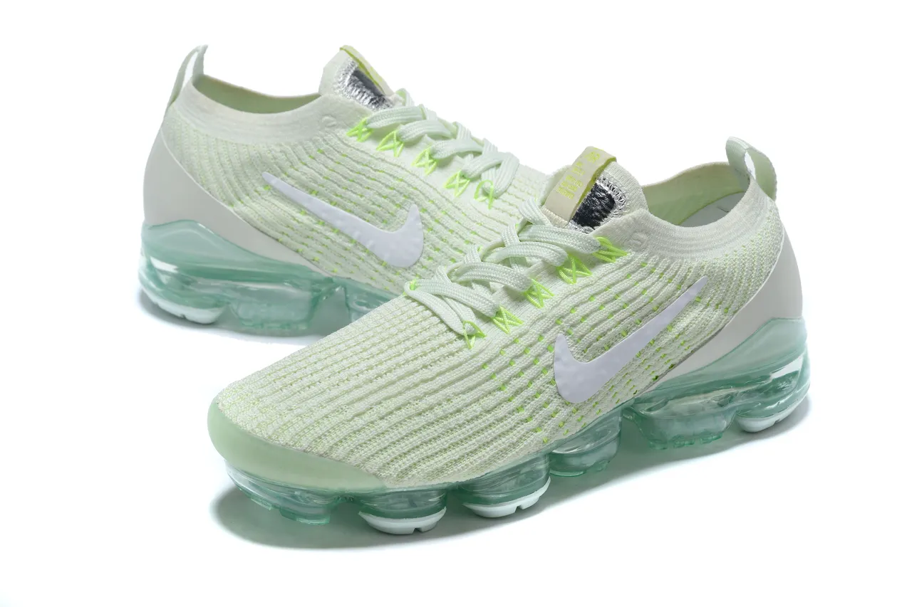 Nike Air VaporMax White and Neon Green Running Shoes 6