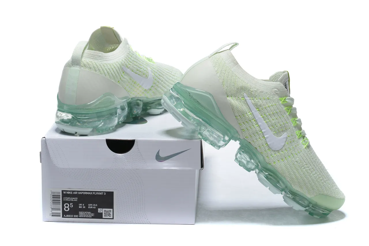 Nike Air VaporMax White and Neon Green Running Shoes 8