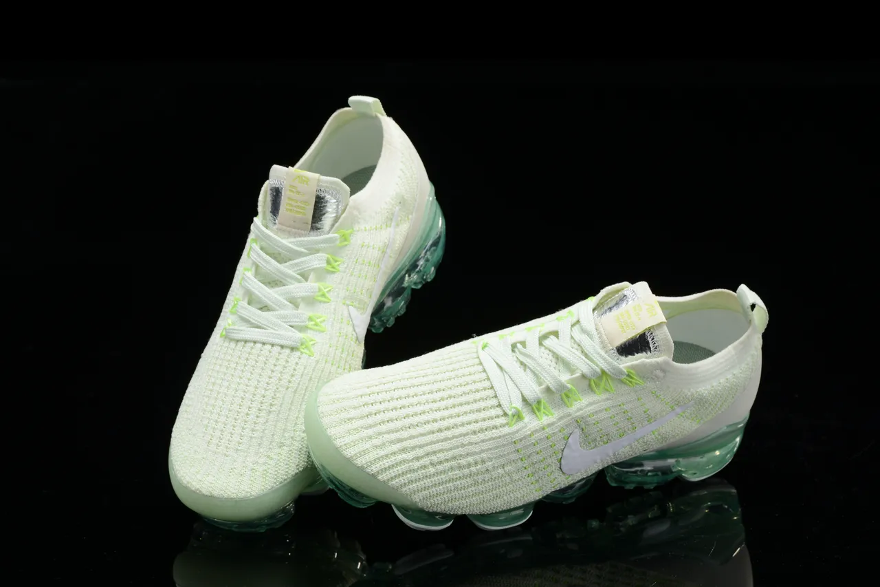 Nike Air VaporMax White and Neon Green Running Shoes 10
