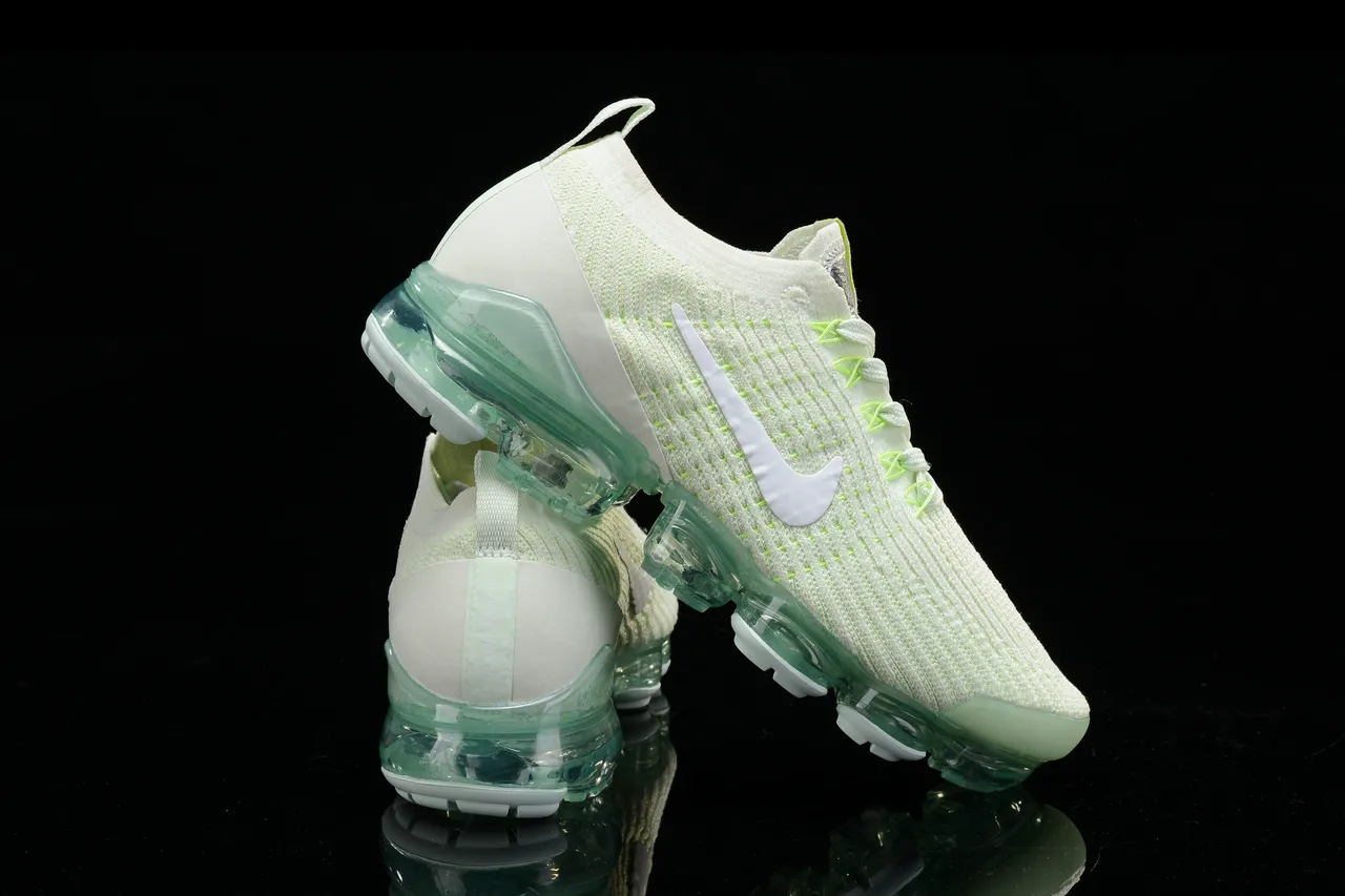 Nike Air VaporMax White and Neon Green Running Shoes 11