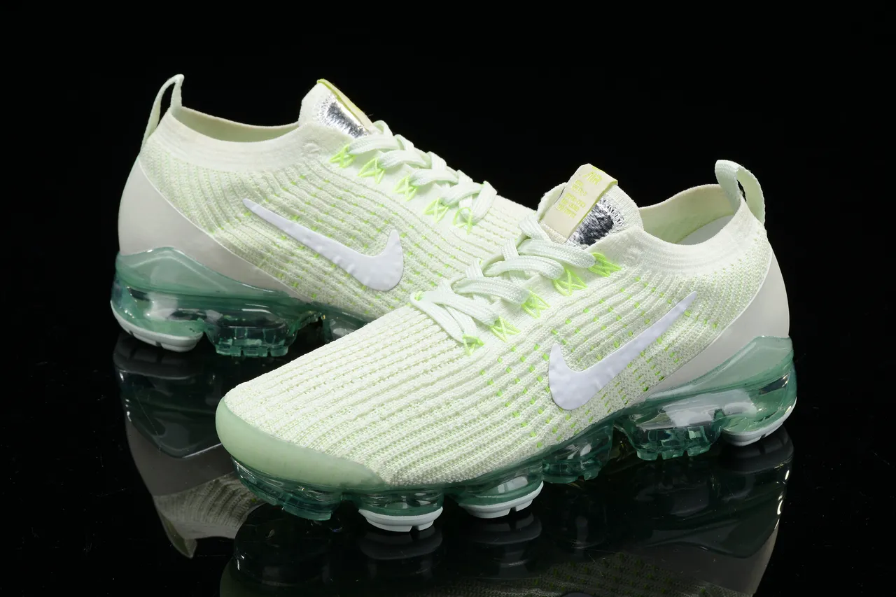 Nike Air VaporMax White and Neon Green Running Shoes 12