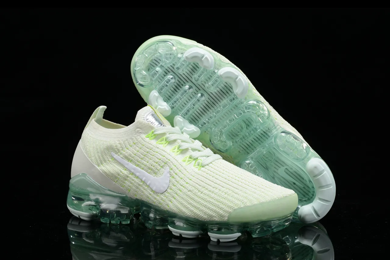 Nike Air VaporMax White and Neon Green Running Shoes 13