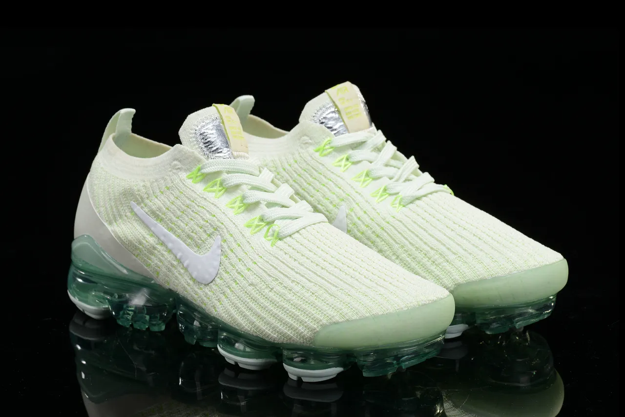 Nike Air VaporMax White and Neon Green Running Shoes 14