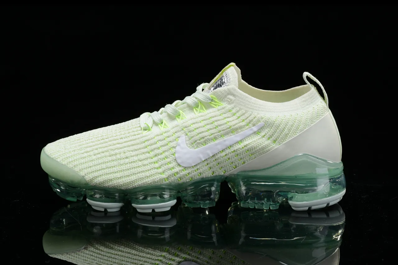 Nike Air VaporMax White and Neon Green Running Shoes 15