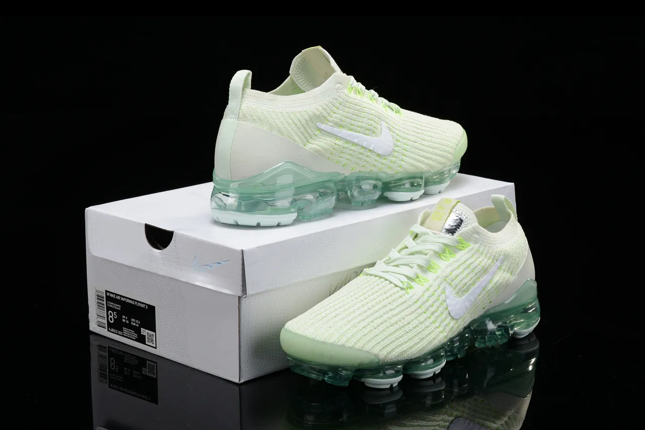 Nike Air VaporMax White and Neon Green Running Shoes 16