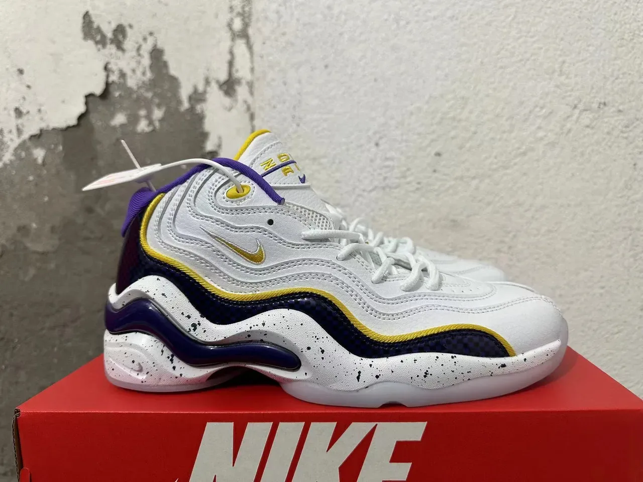 Nike Air Zoom Flight 95 White Purple Yellow Lifestyle Sneakers 4