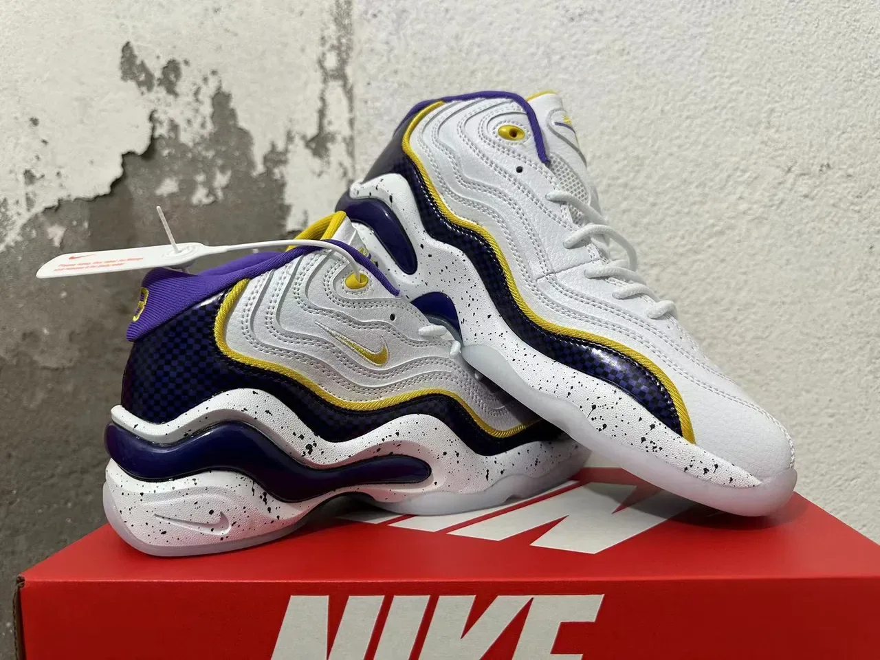 Nike Air Zoom Flight 95 White Purple Yellow Lifestyle Sneakers 5