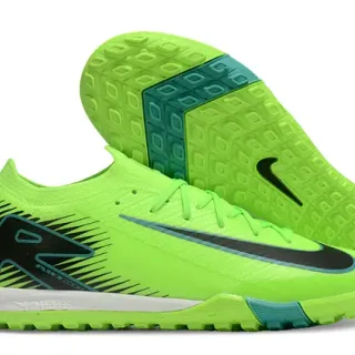Nike Air Zoom Green Black Knit Upper Low-Cut Collar Turf Soccer Shoes