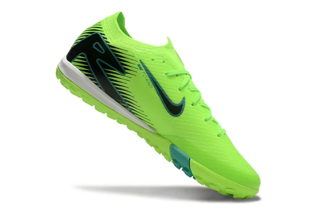Nike Air Zoom Vert et Noir Tissu Tricoté Supérieur Col Bas Turf Chaussures de Football 2