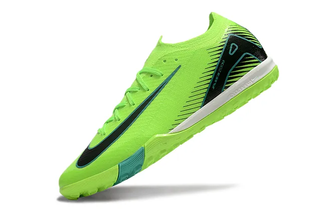 Nike Air Zoom Vert et Noir Tissu Tricoté Supérieur Col Bas Turf Chaussures de Football 3