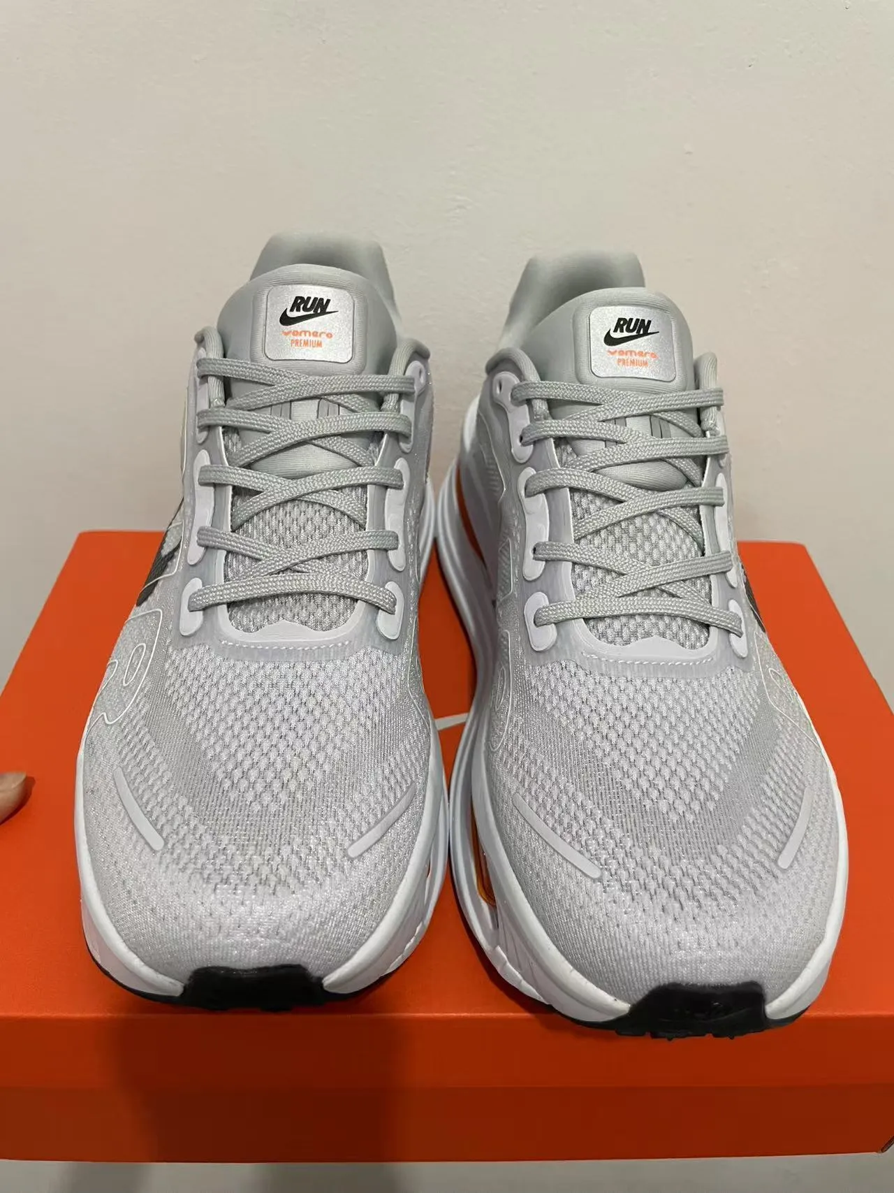 Nike Air Zoom Pegasus Gray Orange Engineered Mesh Upper Full-Length Visible Unit Running Shoes 2