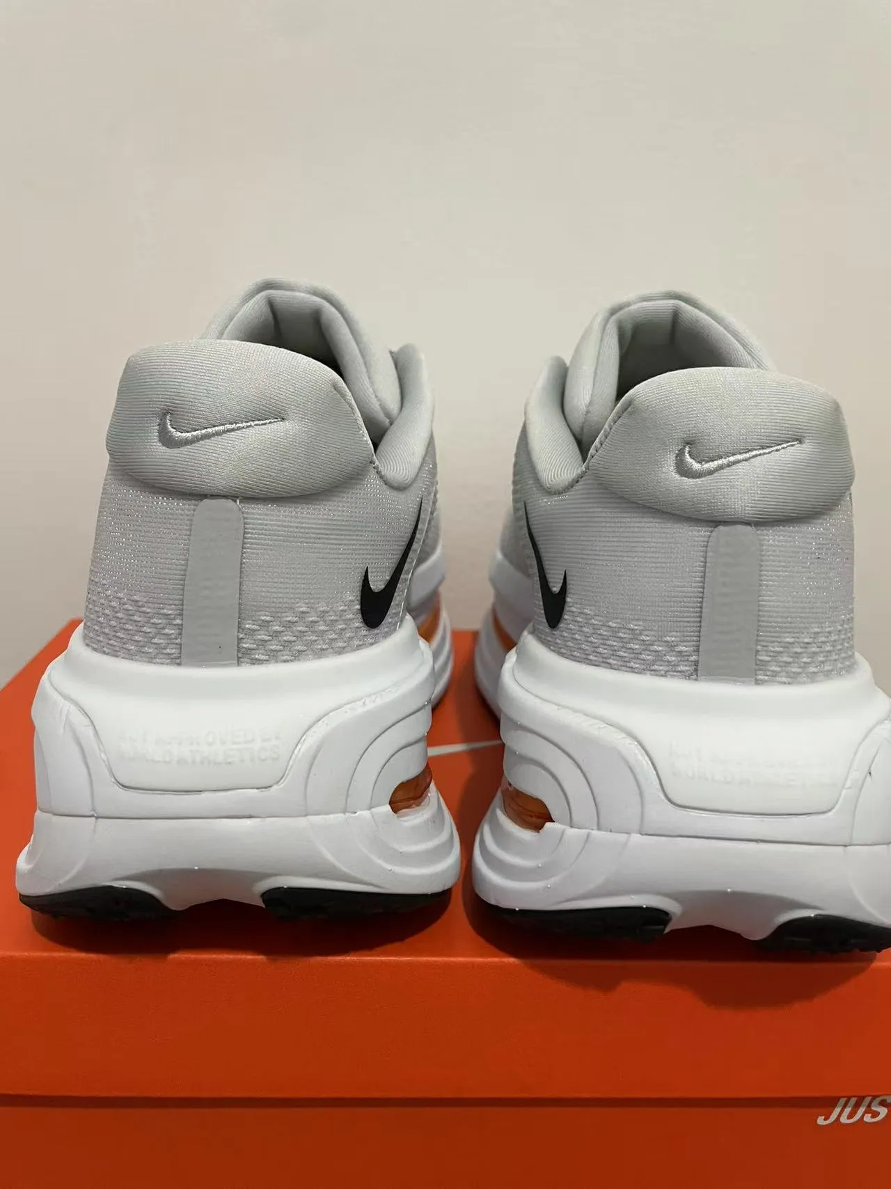 Nike Air Zoom Pegasus Gray Orange Engineered Mesh Upper Full-Length Visible Unit Running Shoes 3