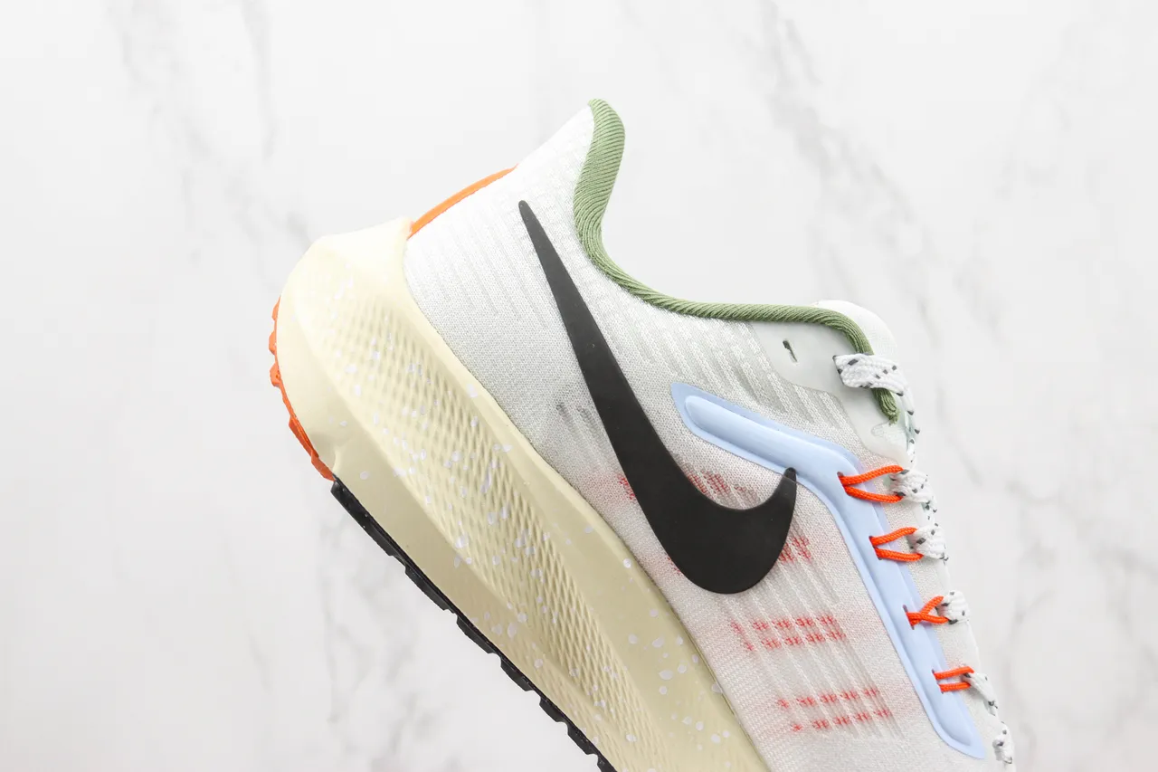 Nike Air Zoom Pegasus White Orange Engineered Mesh Upper Speckled Foam Midsole Running Shoes 5