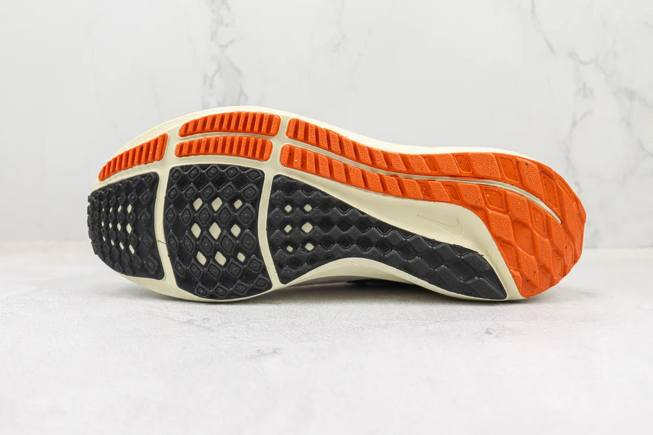 Nike Air Zoom Pegasus White Orange Engineered Mesh Upper Speckled Foam Midsole Running Shoes 8