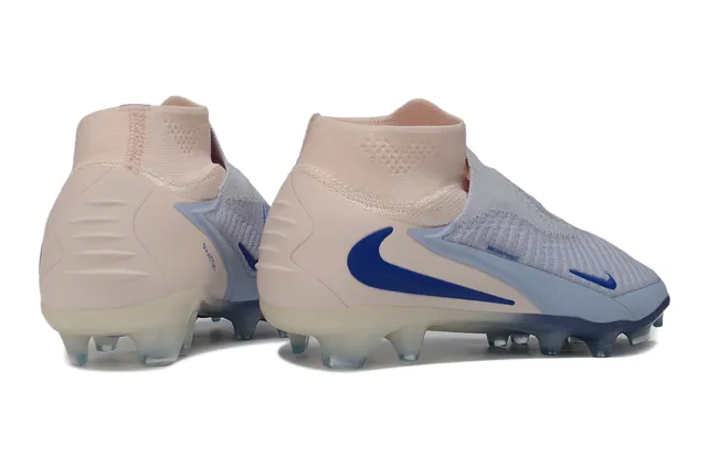 Nike Beige Blue Sock-Fit Knit Upper Low-Cut Collar Firm-Ground Soccer Shoes 5