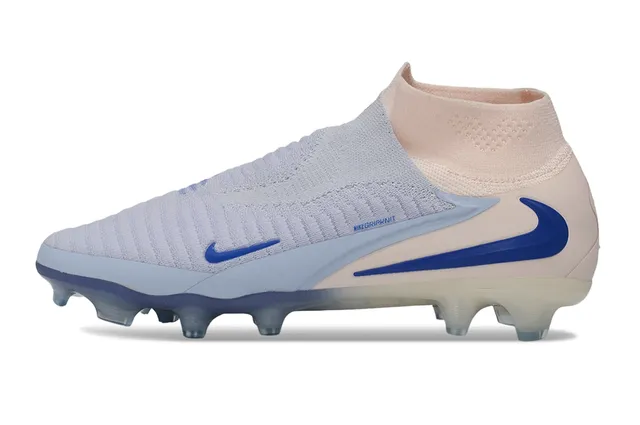 Nike Beige Blue Sock-Fit Knit Upper Low-Cut Collar Firm-Ground Soccer Shoes 7
