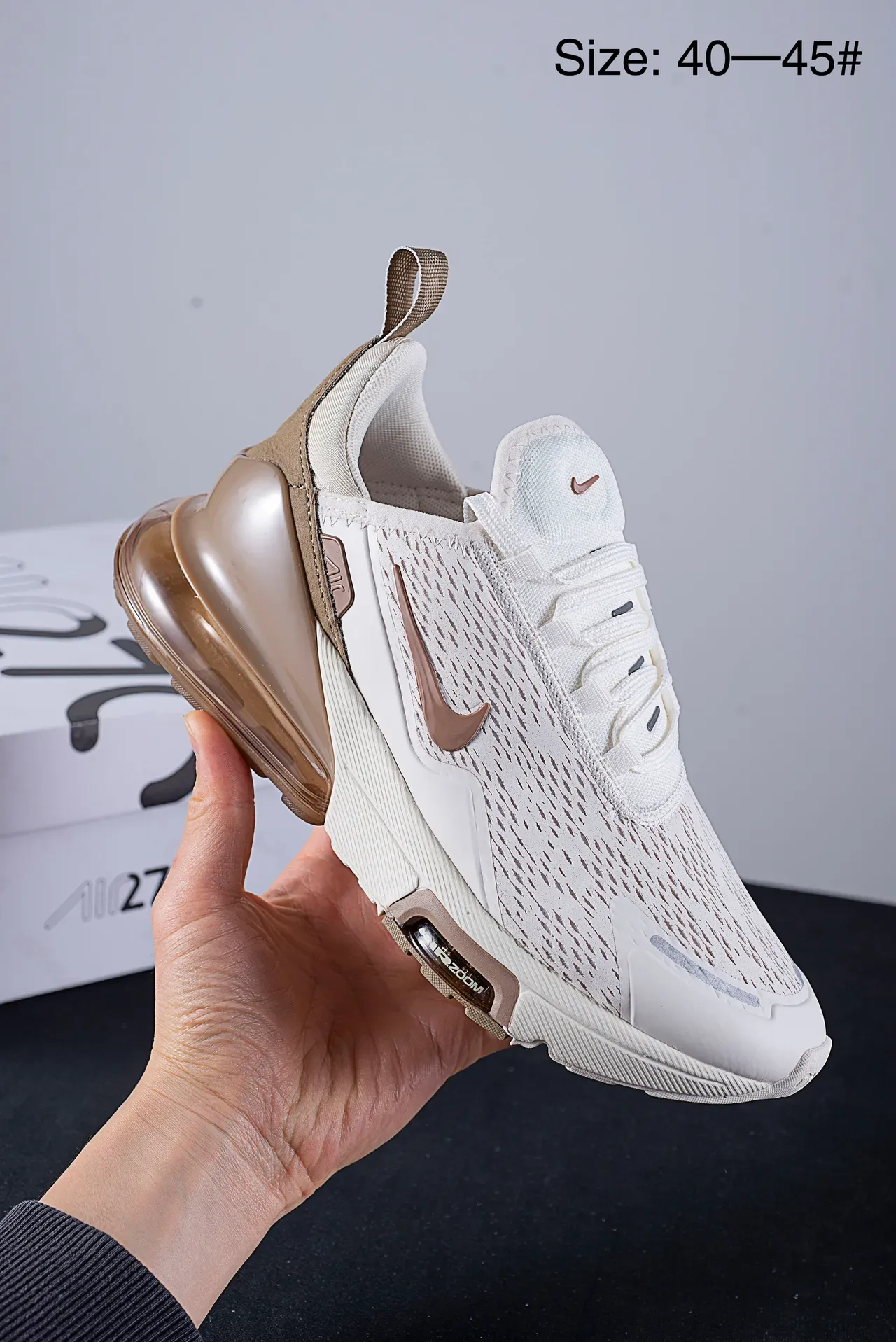 Nike Beige Brown Mesh Upper Dual Visible Air Cushioning Lifestyle Sneakers 3