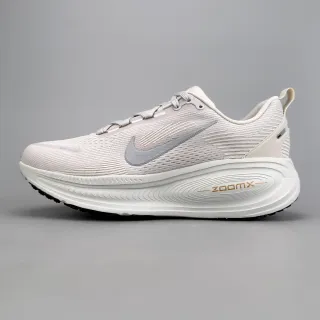 Nike Beige Gray Engineered Knit Upper Wave-Patterned ZoomX Midsole Running Shoes