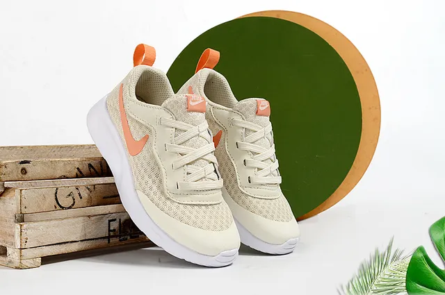 Nike Beige Orange Mesh Upper Hook-and-Loop Strap Lifestyle Sneakers 19