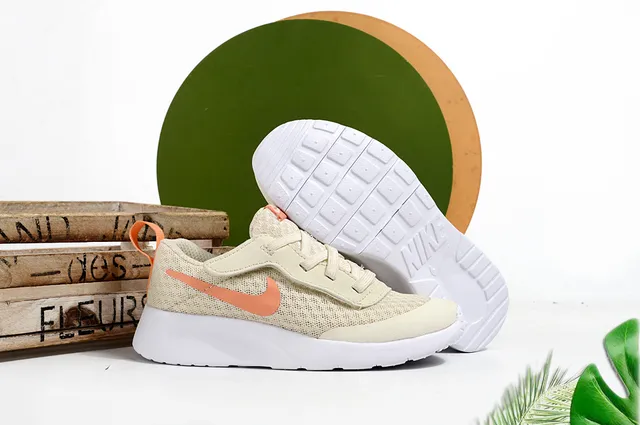 Nike Beige Orange Mesh Upper Hook-and-Loop Strap Lifestyle Sneakers 20