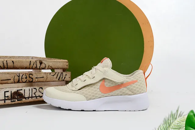 Nike Beige Orange Mesh Upper Hook-and-Loop Strap Lifestyle Sneakers 21