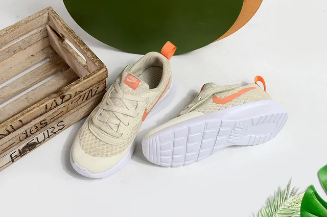 Nike Beige Orange Mesh Upper Hook-and-Loop Strap Lifestyle Sneakers 22