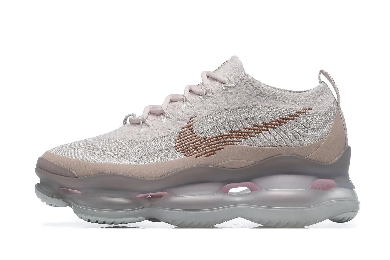 Nike Tênis Lifestyle Bege e Rosa Malha Engenhada Superior Air Unit Visível Full Length 3