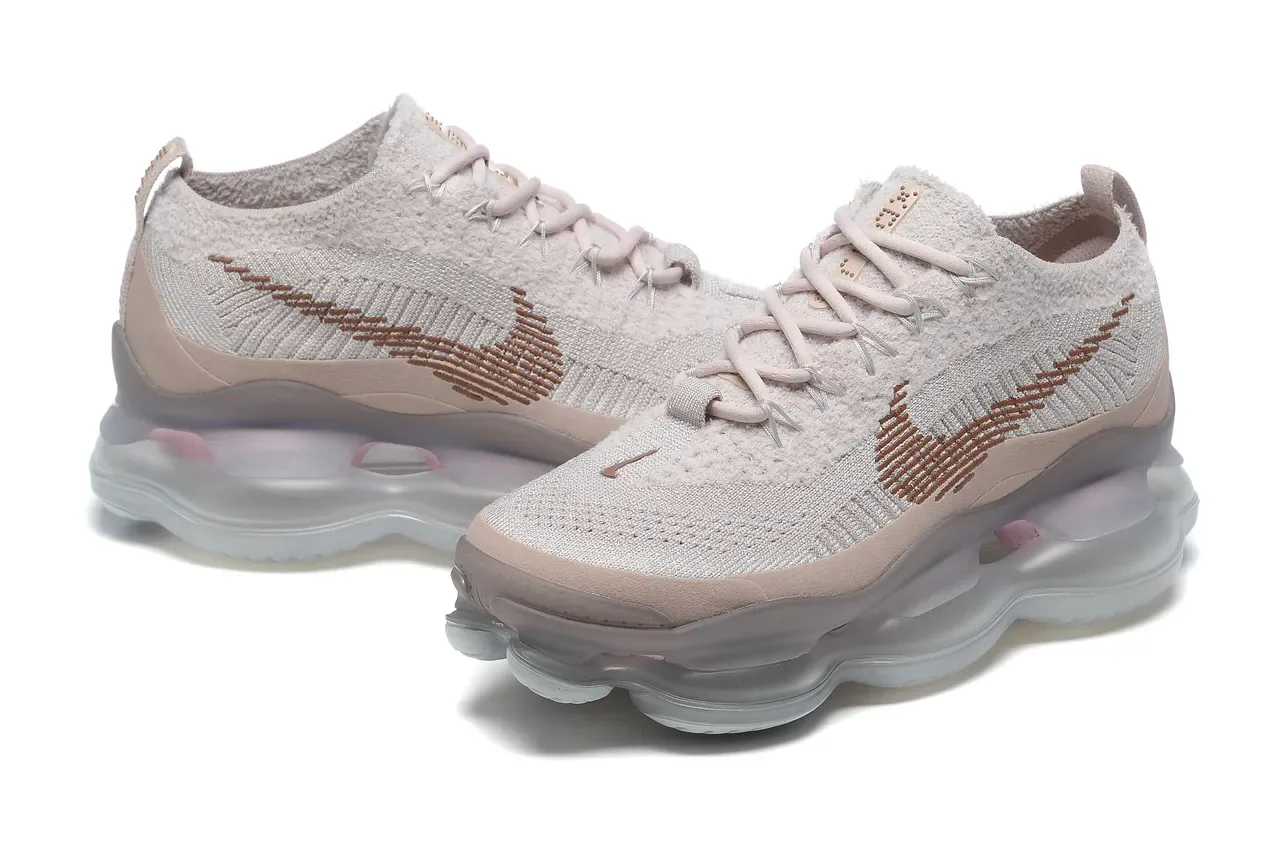 Nike Tênis Lifestyle Bege e Rosa Malha Engenhada Superior Air Unit Visível Full Length 4