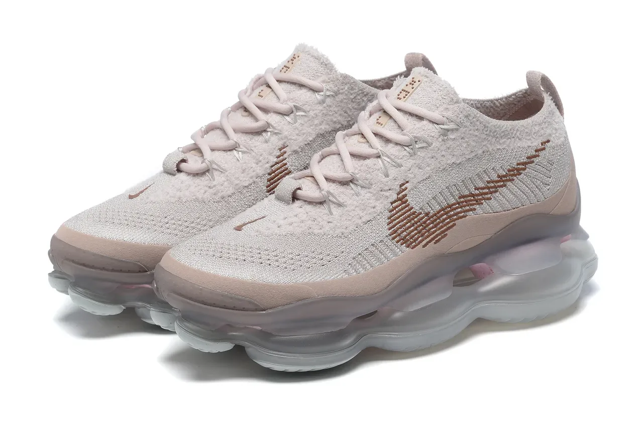Nike Tênis Lifestyle Bege e Rosa Malha Engenhada Superior Air Unit Visível Full Length 6