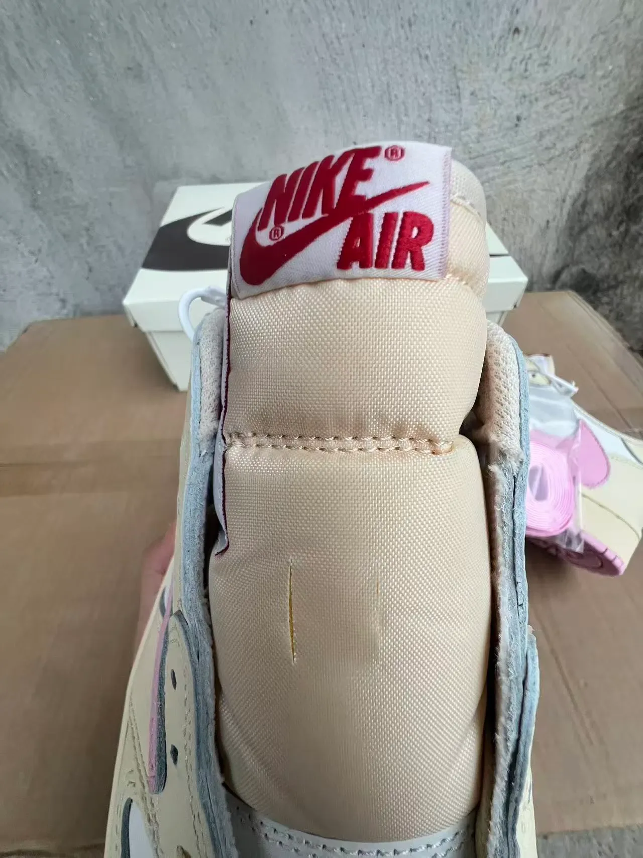Nike Beige Pink Low-Top Leather-Panelled Sneakers 4