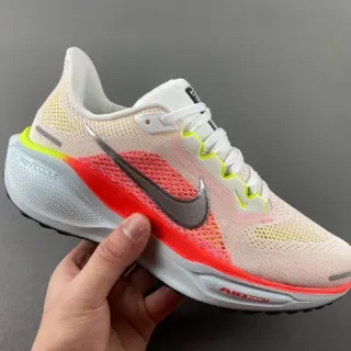 Nike Beige Rojo Parte Superior Tejido Ingeniéril Unidad Air Zoom Visible Largo Completo Zapatos de Running