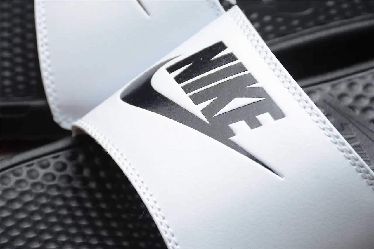 Nike Benassi JDI Black and White Slippers 5