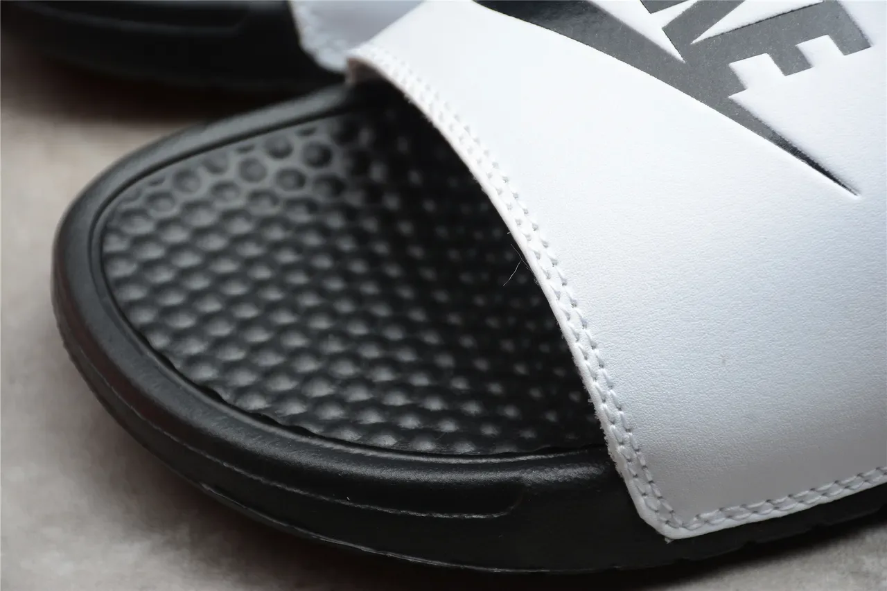 Nike Benassi JDI Black and White Slippers 6
