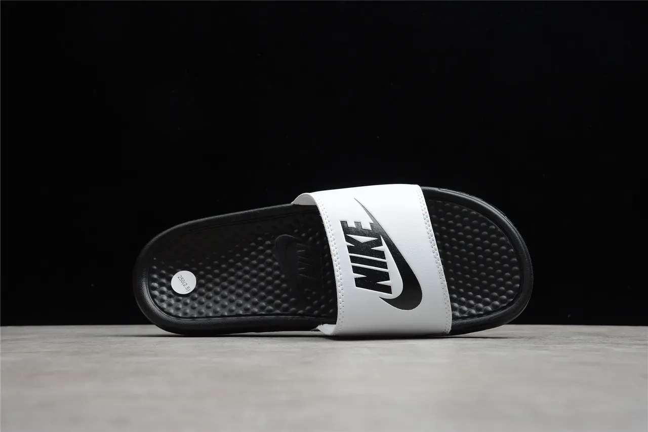 Nike Benassi JDI Black and White Slippers 9