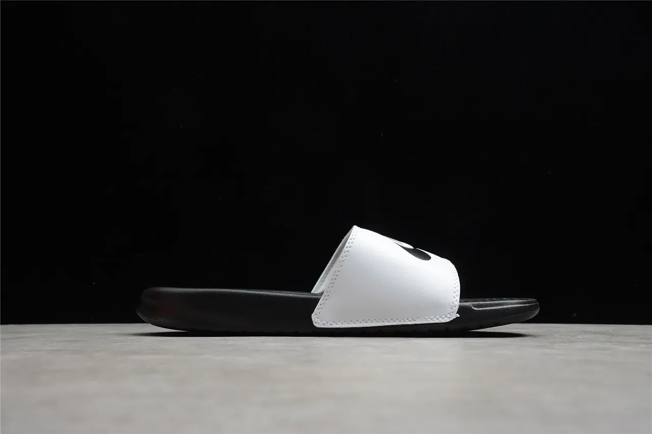 Nike Benassi JDI Black and White Slippers 10