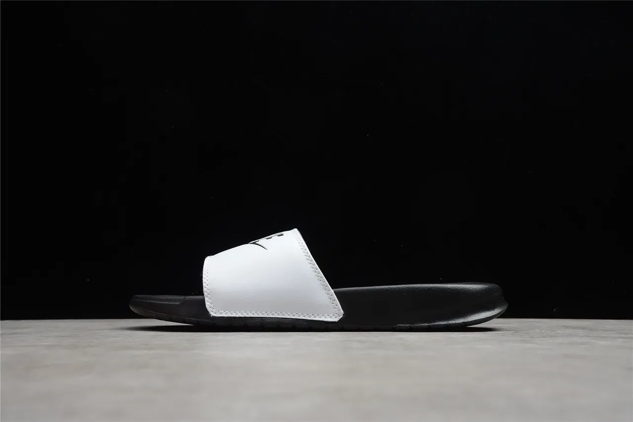 Nike Benassi JDI Black and White Slippers 12
