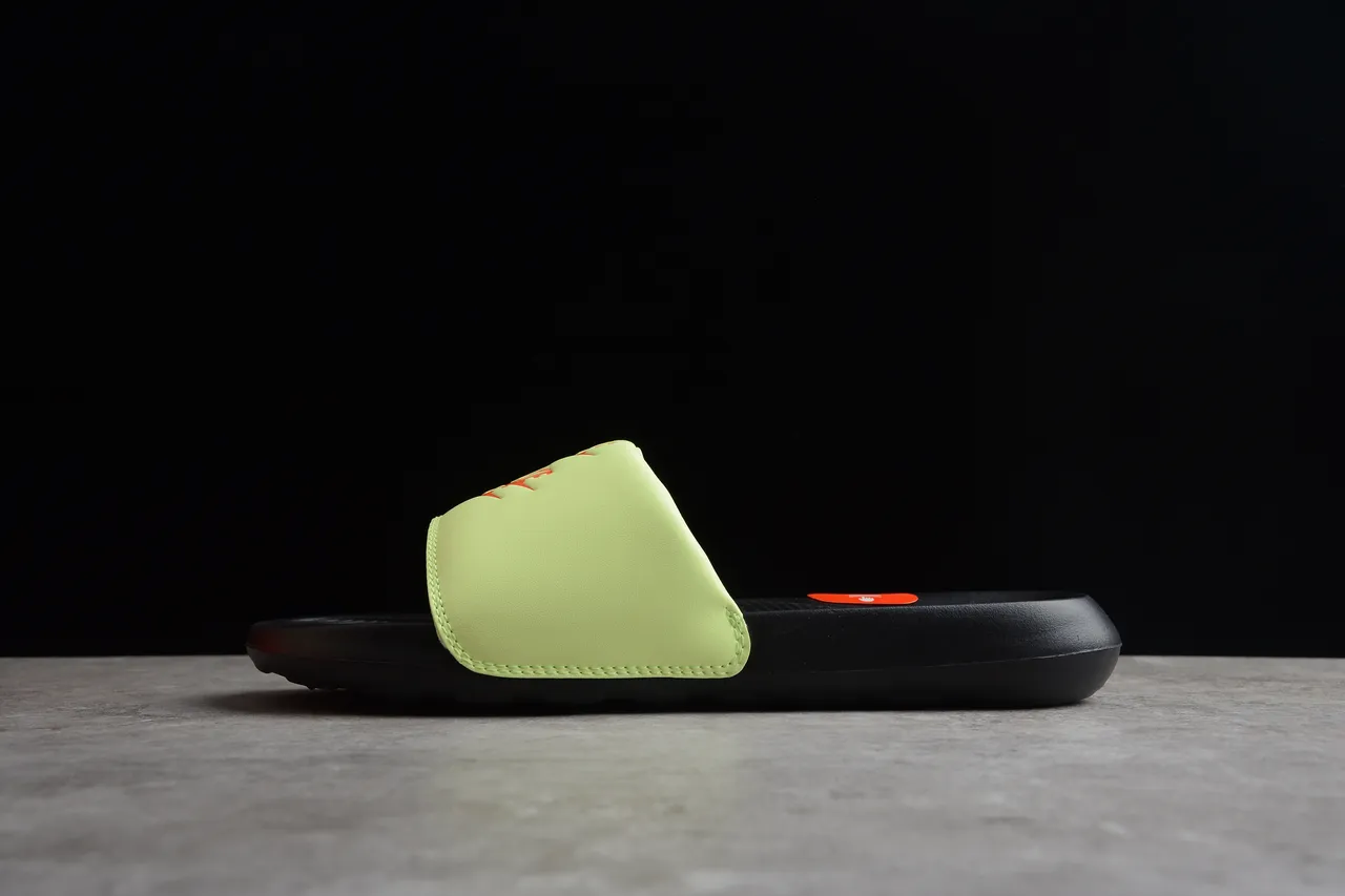 Nike Benassi JDI Lime Green and Orange Slippers 12