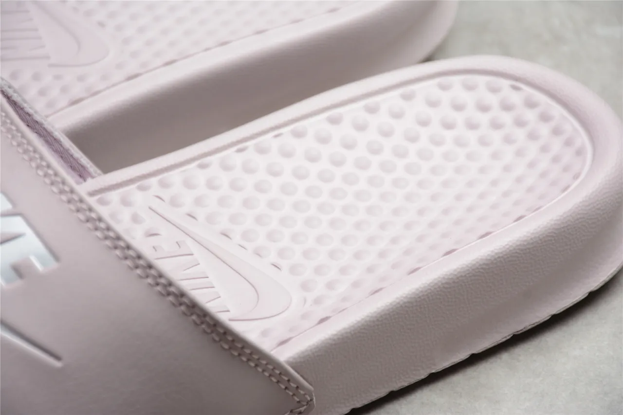 Nike Benassi Pink Silver Single-Strap Slide Molded Footbed Slippers 4