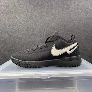 Nike काली और सफेद लो-टॉप टेक्सटाइल बास्केटबॉल जूते