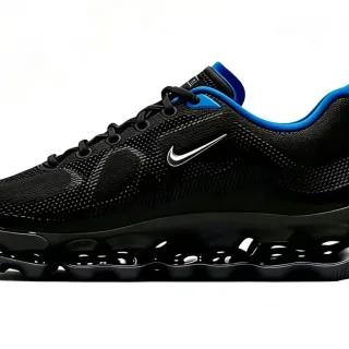 Nike কালো নীল ইঞ্জিনিয়ার্ড মেশ উপর দৃশ্যমান টিউবুলার কুশনিং মিডসোল লাইফস্টাইল স্নিকার