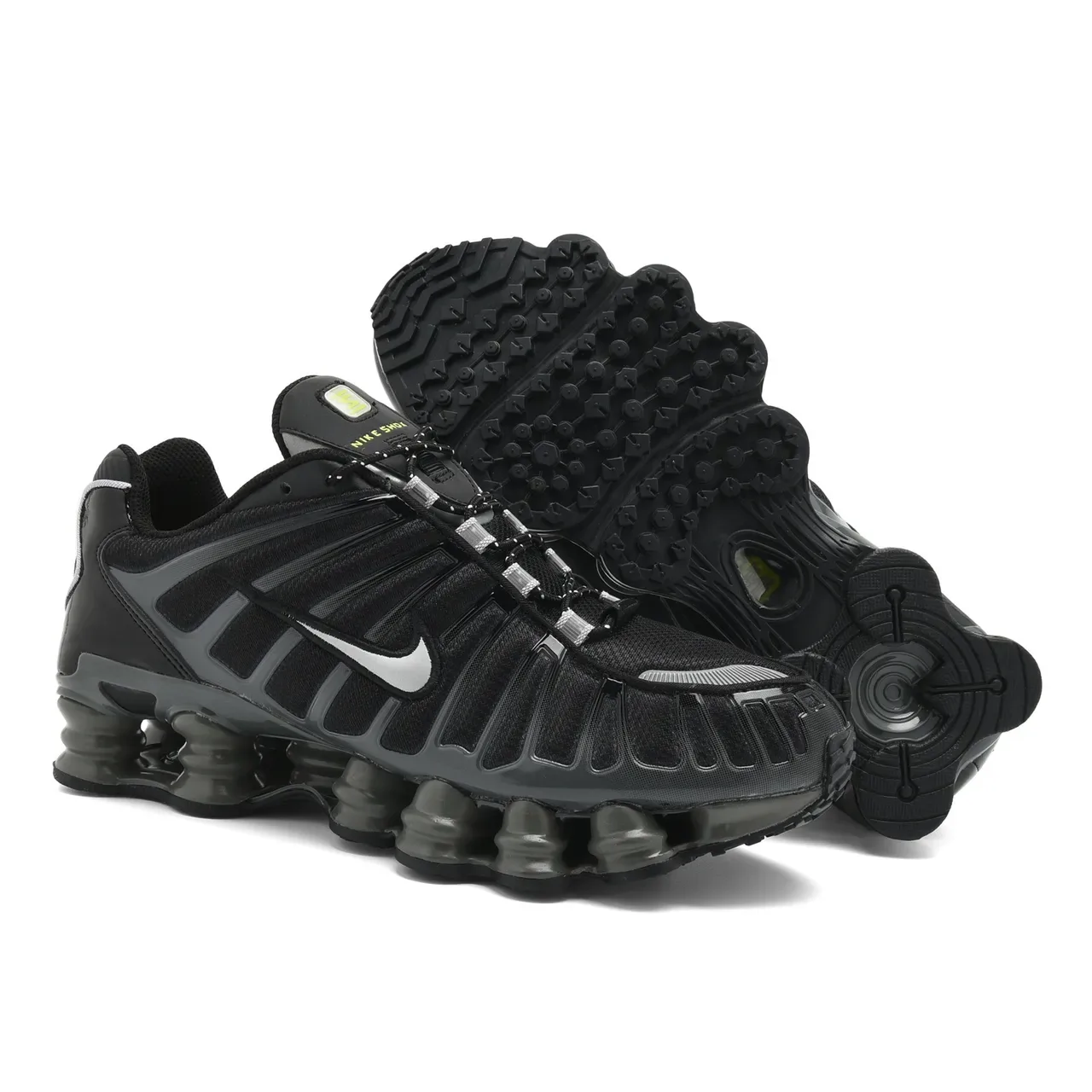 Nike Black Gray Ribbed Synthetic Cage Upper Translucent Shox Column Midsole Lifestyle Sneakers 2