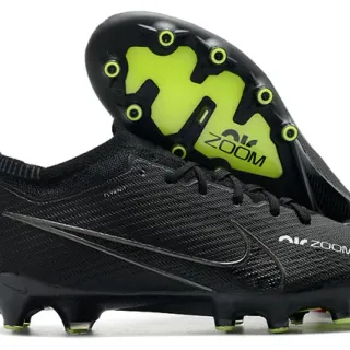 Nike Black Green Knit Sock-Collar Upper Textured Synthetic Overlay Firm-Ground Soccer Shoes