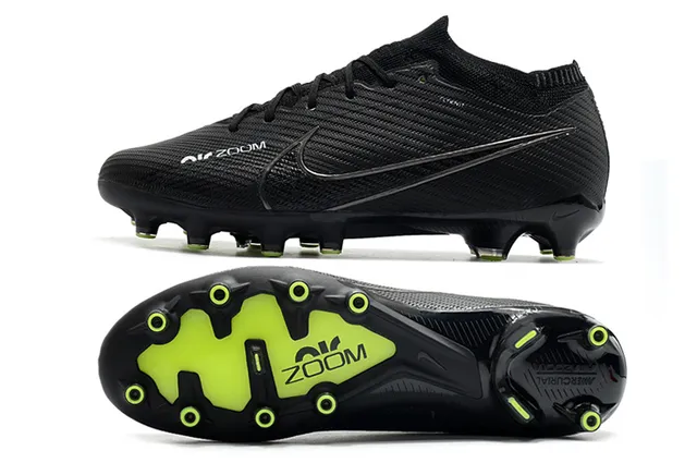 Nike Chaussures de football pour terrain ferme noir et vert avec upper de chaussette tricotée et overlay synthétique texturé 5