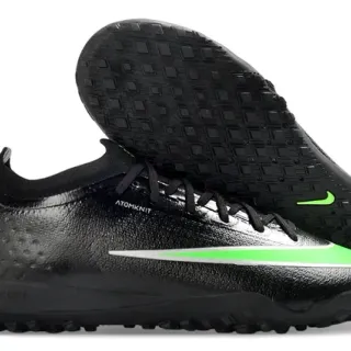 Nike Negro Verde Low-Cut Atomknit Upper Turf Zapatos de Fútbol