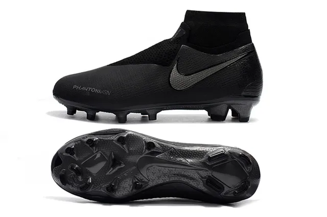 Nike Preto High-Cut Sock-Fit Collar Textured Synthetic Upper Firm-Ground Sapatos de futebol 2