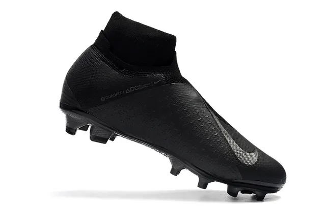 Nike Preto High-Cut Sock-Fit Collar Textured Synthetic Upper Firm-Ground Sapatos de futebol 3