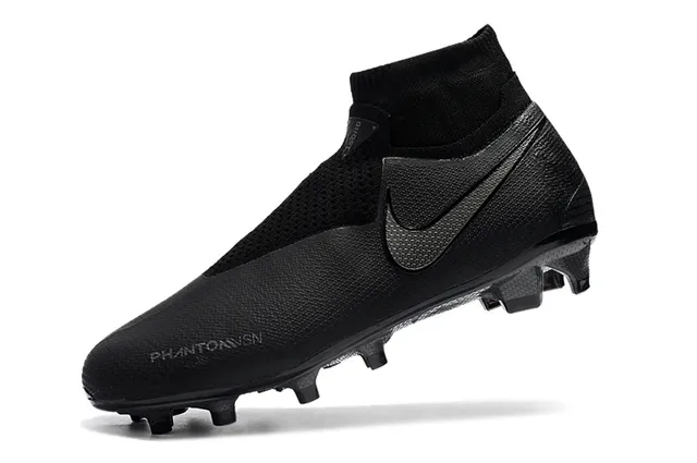 Nike Preto High-Cut Sock-Fit Collar Textured Synthetic Upper Firm-Ground Sapatos de futebol 4