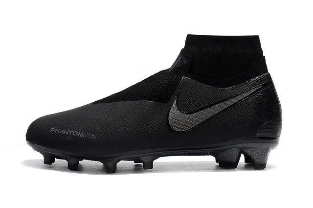 Nike Preto High-Cut Sock-Fit Collar Textured Synthetic Upper Firm-Ground Sapatos de futebol 5