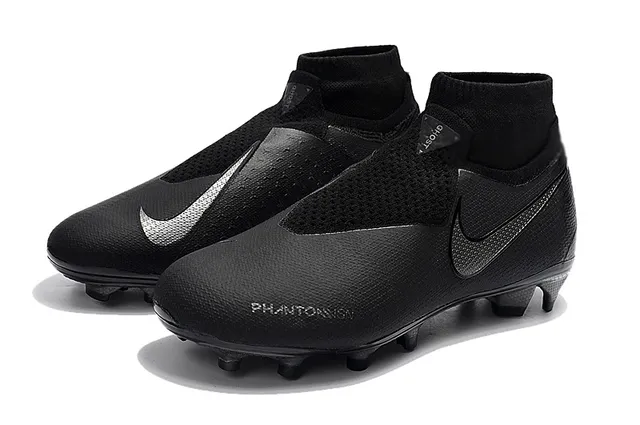 Nike Preto High-Cut Sock-Fit Collar Textured Synthetic Upper Firm-Ground Sapatos de futebol 6