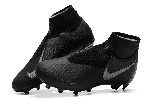 Nike Preto High-Cut Sock-Fit Collar Textured Synthetic Upper Firm-Ground Sapatos de futebol 7
